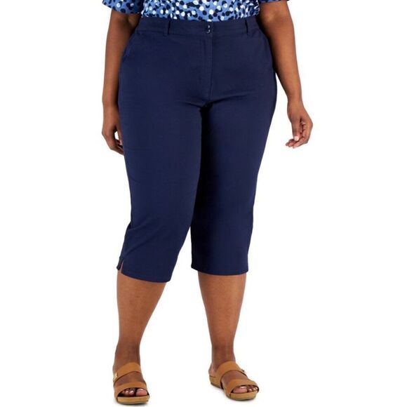 KAREN SCOTT - NWT - L Sz 16 Petite Comfort Waist Capri Jeans in Dark Wash - Picture 14 of 16